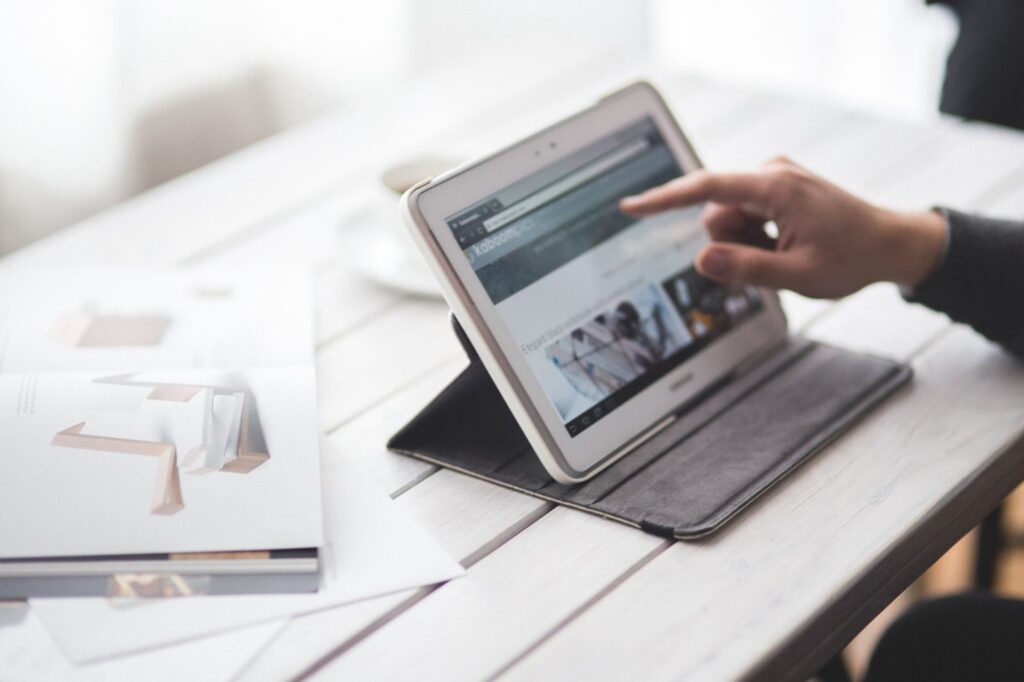 Man working with a tablet