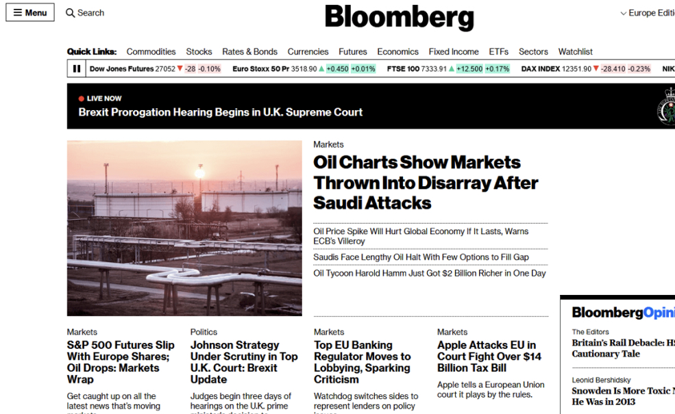 Bloomberg screen